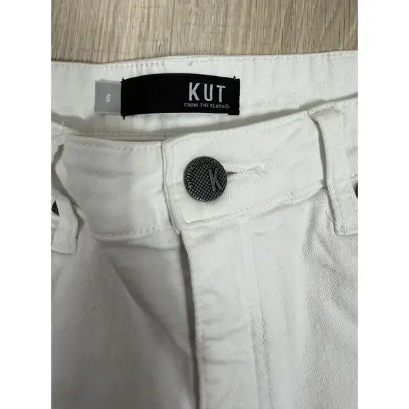 Kut From the Kloth Shorts Womens 6 Gidget Fray Cut Offs Denim White 3” Inseam - Picture 3 of 11